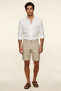 Khaki Men's Tailored Above-Knee Casual Shorts with Belt Loops - Photo 6