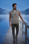 Khaki Multi-pocket Stand Collar Utility Vest - Vests - Photo 7