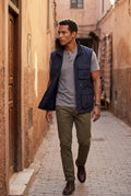 Navy Blue Multi-pocket Stand Collar Utility Vest - Vests - Photo 8