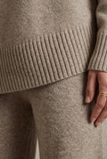 Khaki Oversized Turtleneck Relaxed Lounge Set with Wide-leg Pants - Photo 6