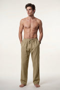 Khaki Relaxed Straight-leg Drawstring Trousers - Relaxed fit trousers - Photo 6