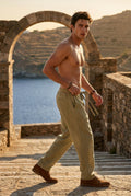 Khaki Relaxed Straight-leg Drawstring Trousers - Relaxed fit trousers - Photo 9