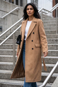 Structured Double-Breasted Trench Coat in Khaki — lifestyle