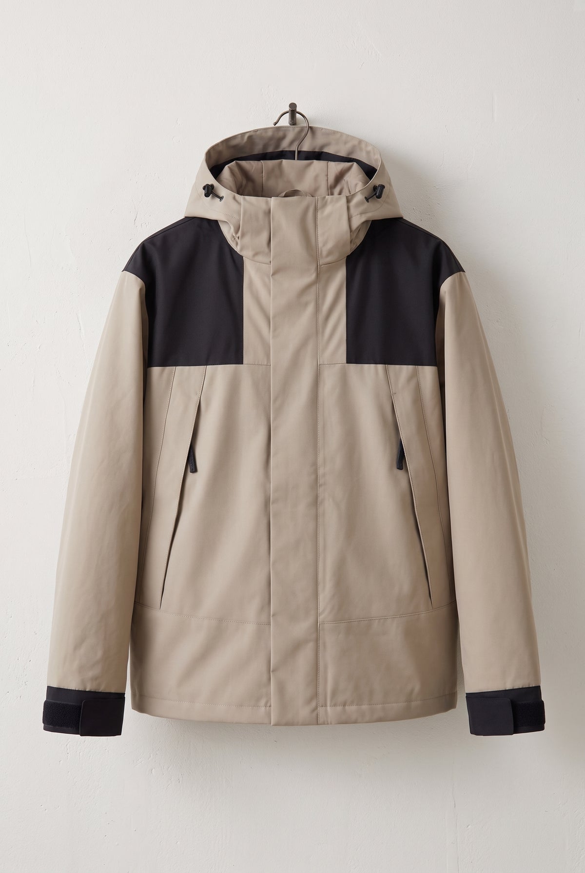 Technical Hooded Ski Jacket in Khaki — studio front