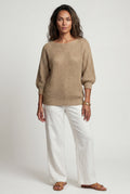 Khaki Textured Relaxed Fit 3/4 Sleeve Knitted Sweater - Photo 27