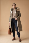Women's Long Parka Relaxed Fit in Khaki — studio full