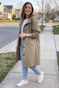 Women's Windbreaker Oversized Hooded in Khaki — ugc shot