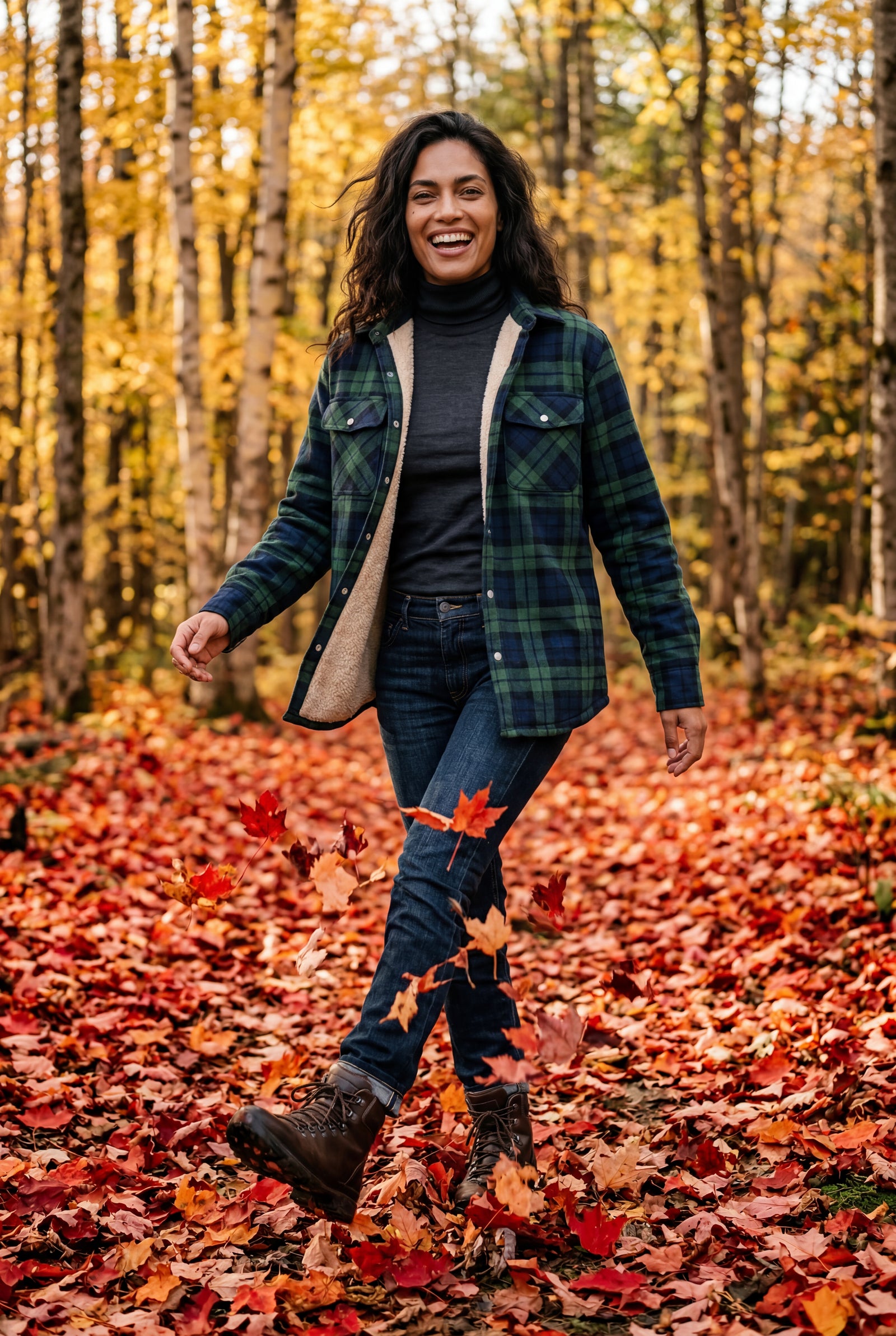 Green Women's -Lined Plaid Relaxed Shirt Jacket - Shirt jackets - Photo 20