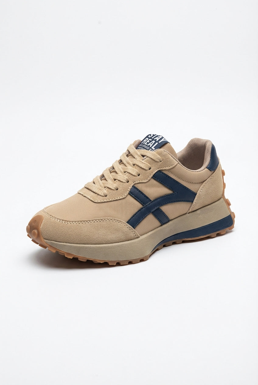 Khaki Women's Retro-Panel Chunky Sole Low-Top Sneakers - Photo 1