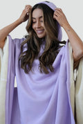 Fleece-Lined Hooded Blanket in Lavender Mist — detail