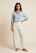 Light Blue Button-front Shirt with Chest Flap Pockets - Denim shirt - Photo 2