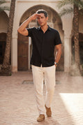 Black Classic Collar Short Sleeve Relaxed Fit Shirt - Casual shirts - Photo 9