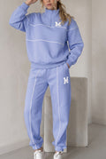 Fleece Loungewear Set in Light Blue — studio front