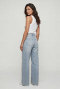 Light Blue High-waisted Wide Leg Full-length Jeans - Wide leg jeans - Photo 2