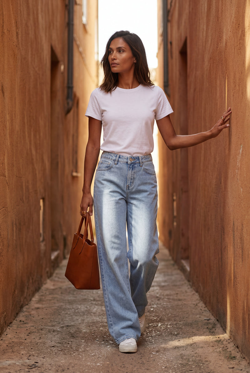 Light Blue Light Blue High-waisted Wide-leg Trousers - Wide leg trousers - Photo 4