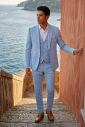 Light Blue Light Blue Slim Fit Three Piece Suit Set - Men's suit set - Photo 4