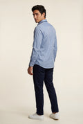 Light Blue Mid Blue Textured Slim Fit Button-down Shirt - Dress Shirts - Photo 2