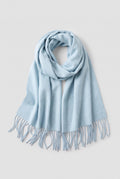Scarf Tassel Wrap in Light Blue — studio front