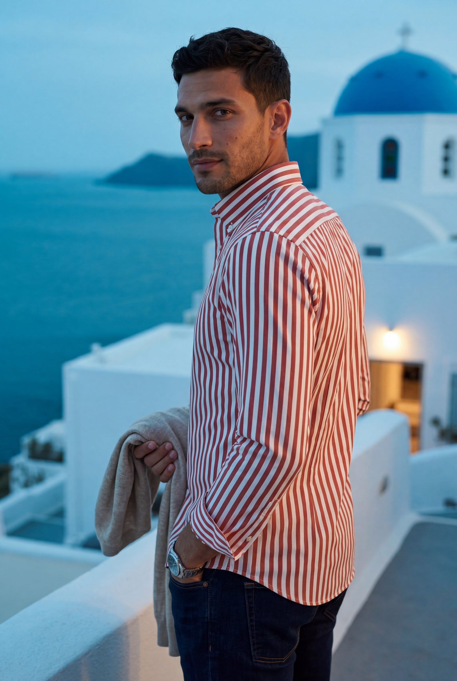 Red Tailored Vertical Stripe Button-down Dress Shirt - Dress Shirts - Photo 13