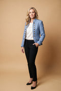 Women's Blazer Military Style Structured in Light Blue — primary studio