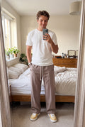 Men's Trousers Wide Leg Drawstring in Light Brown — ugc mirror