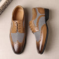 Men's Houndstooth Panel Brogue Oxford Dress Shoes - Brogue Oxford shoes - Photo 3
