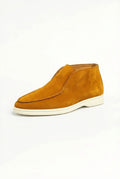 Light Brown Mid-top Slip-on Loafer with Moccasin Stitching - Loafers - Photo 1