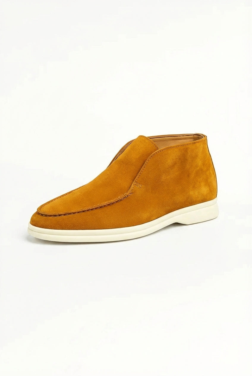 Light Brown Mid-top Slip-on Loafer with Moccasin Stitching - Loafers - Photo 1