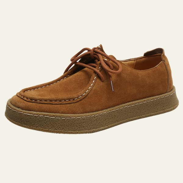 Light Brown Structured Moc Toe Lace-up Casual Shoes - Photo 5