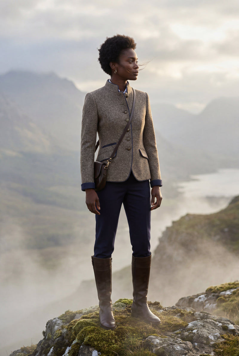 Light Brown Structured Riding Jacket with Contrast Piping - Structured jacket - Photo 4