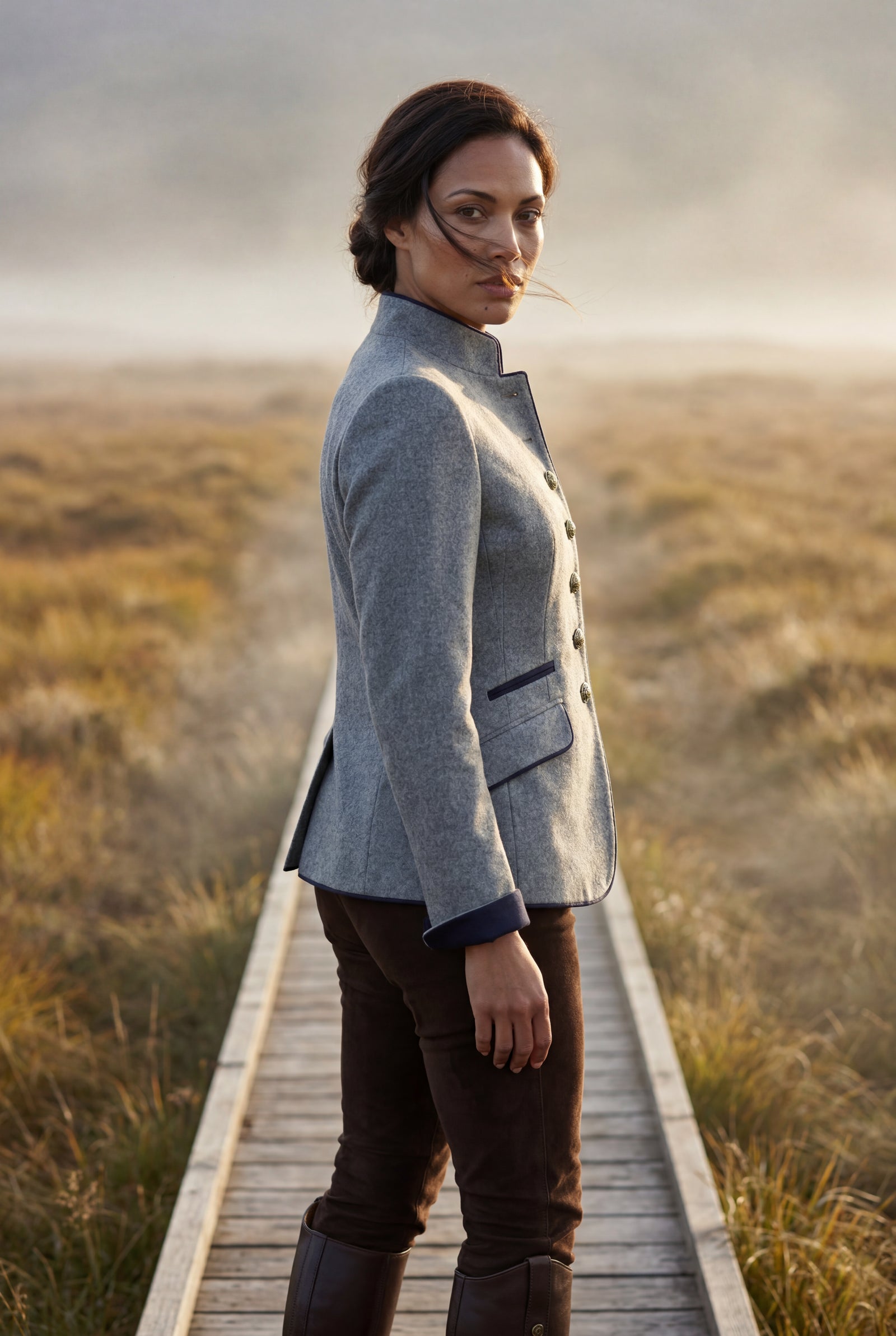 Gray Structured Riding Jacket with Contrast Piping - Structured jacket - Photo 8