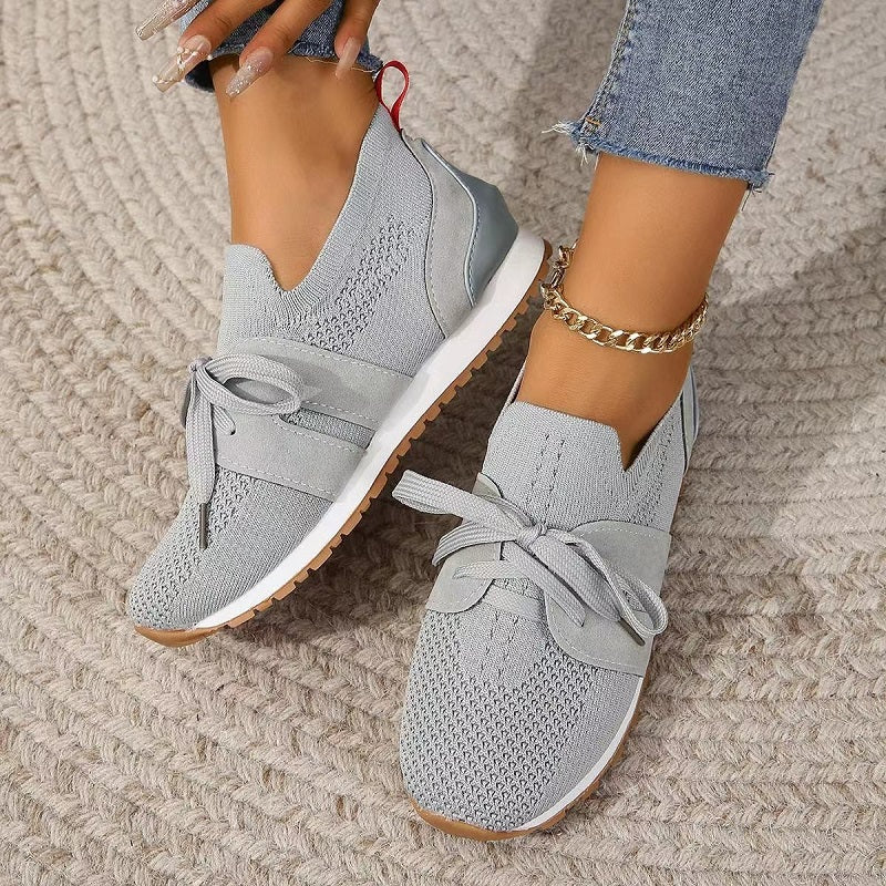 Light Gray Breathable Lace-up Low-top Sneakers - Photo 5