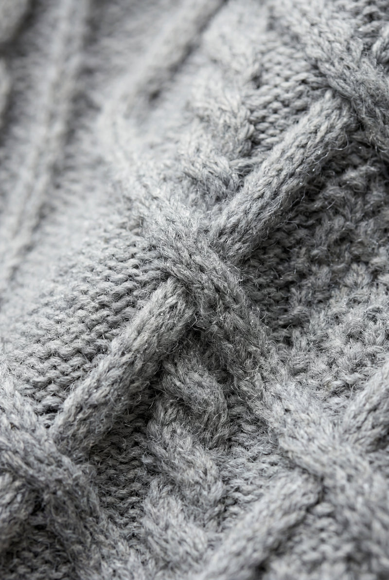 Light Gray Chunky Cable Relaxed Crewneck Sweater - Chunky knit sweater - Photo 4