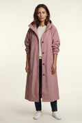 Pink Hooded Snap Button Long Parka Coat with Adjustable Waist - Long coat - Photo 34
