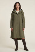 Army Green Hooded Snap Button Long Parka Coat with Adjustable Waist - Long coat - Photo 7