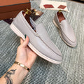 Light Gray Pebbled Slip-on Loafers with Contrast Sole - Photo 6