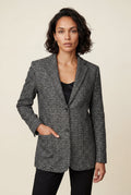 Light Gray Plaid Tailored Single-breasted Blazer with Notched Lapel - Plaid blazer - Photo 7