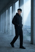 Black Relaxed Fit Pullover Hoodie with Kangaroo Pocket - Hoodies - Photo 6