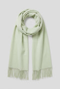 Cashmere Fringed Scarf in Light Green — studio front