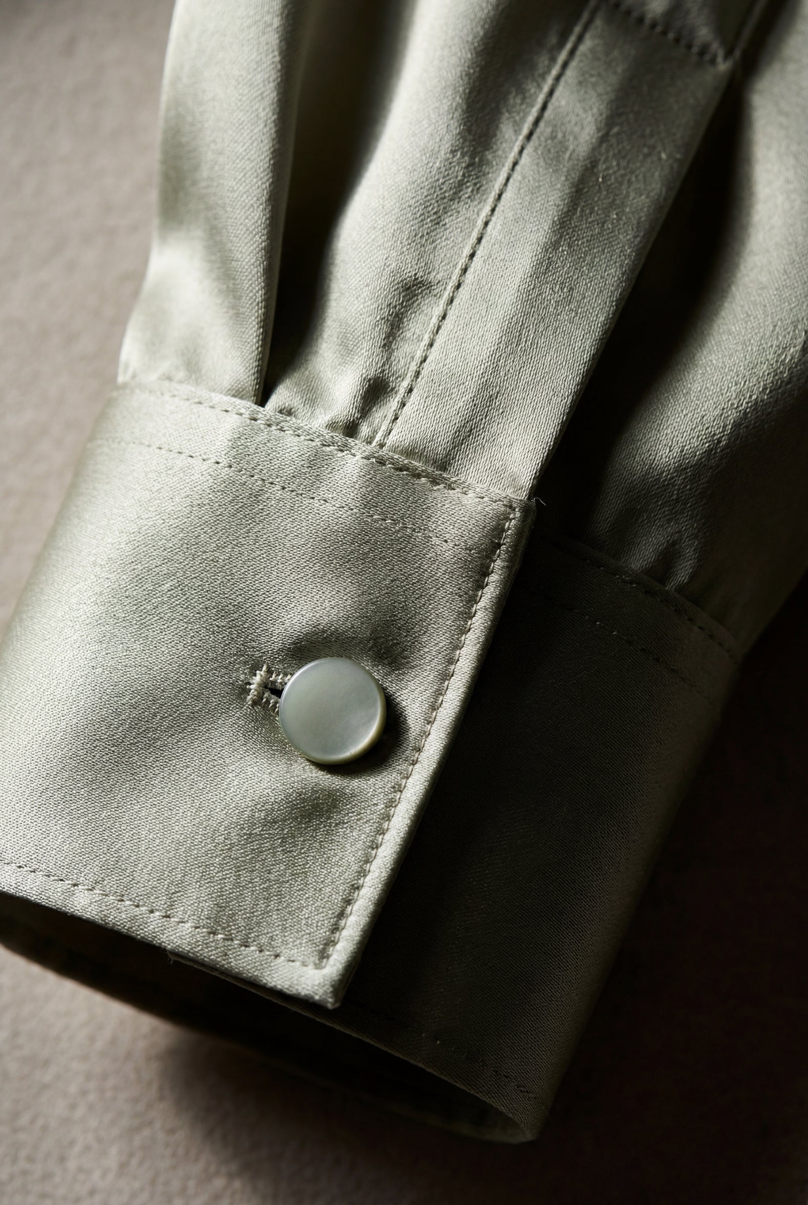 Light Green Relaxed Fit Button-up Blouse with Pointed Collar - Blouses - Photo 5