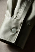 Light Green Relaxed Fit Button-up Blouse with Pointed Collar - Blouses - Photo 5