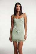 Light Green Starfish Embellished Fringe Hem Bodycon Mini Dress Light Green - Bodycon dress - Photo 1