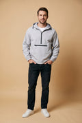 Men's Rain Jacket Hooded Waterproof in Light Grey — primary studio