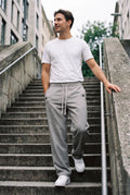 Men's Trousers Wide Leg Drawstring in Light Grey — urban steps