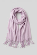 Scarf Tassel Wrap in Light Purple — studio front