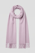 Cashmere Fringed Scarf in Lilac — studio front