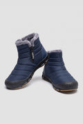Faux-Fur Lined Winter Boots in Marine Blue — studio front