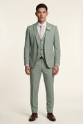 Mint Green Slim Fit Three Piece Wedding Suit with Vest - Wedding suits - Photo 15