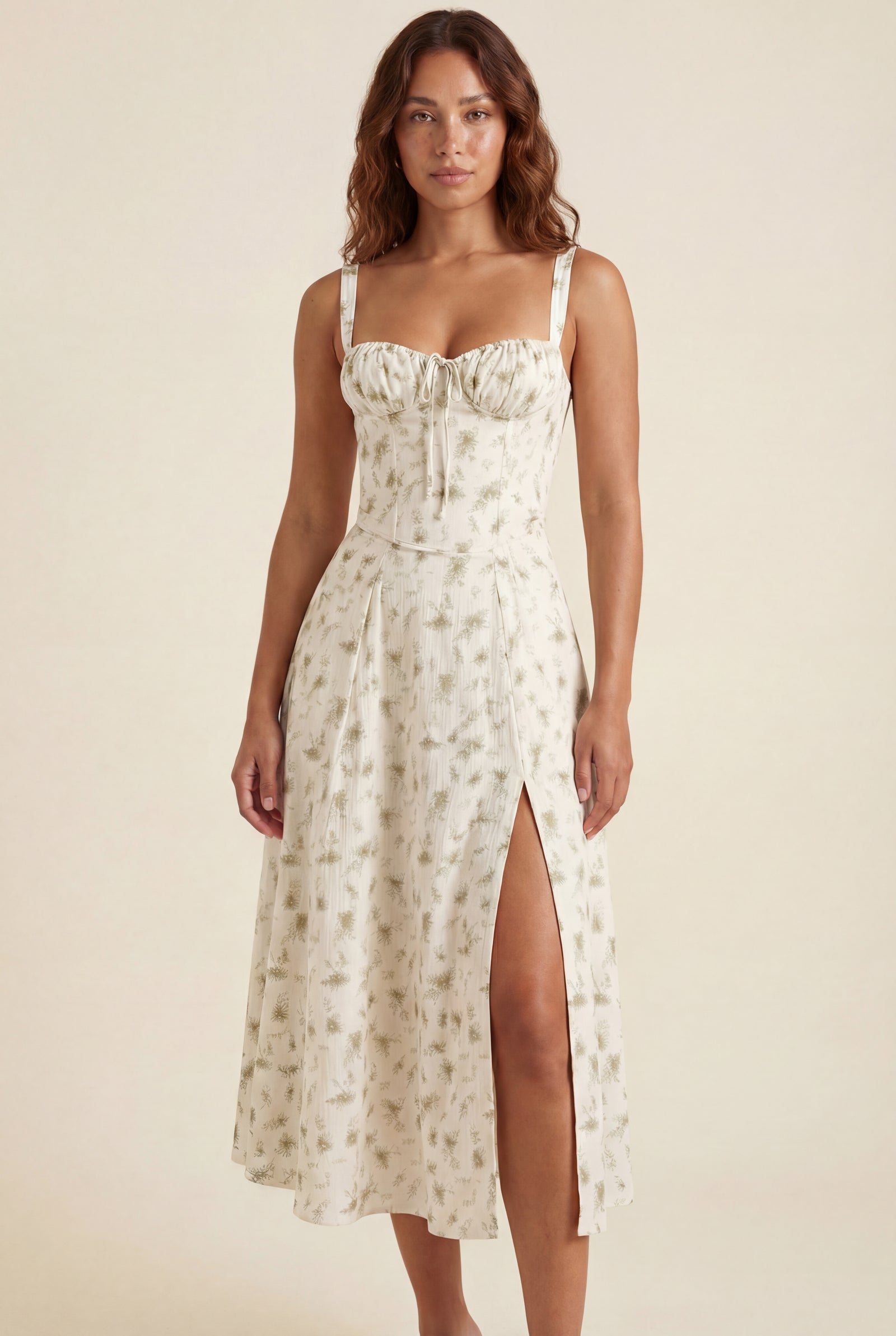 Mint Green Sweetheart Neckline Floral A-line Midi Dress - Wedding guest dress - Photo 5