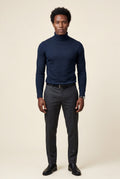 Navy Blue Classic Slim Fit Turtleneck Sweater - Photo 7